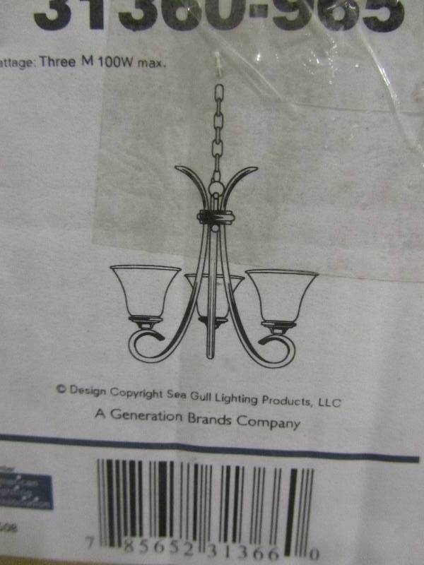 lot 43 image: Sea Gull Lighting Rialto 3-Light Antique Brushed Nickel 1-Tier Chandelier