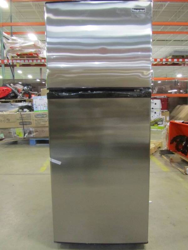lot 57 image: Magic Chef 24 in. W 9.9 cu. ft. Top Freezer Refrigerator in Stainless Steel