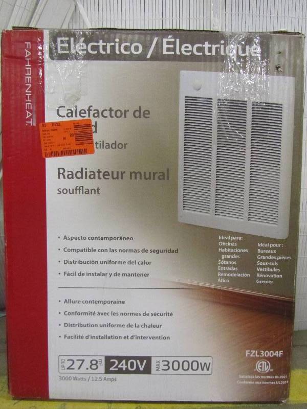 lot 60 image: Fahrenheat 3,000-Watt Large Room Wall Heater