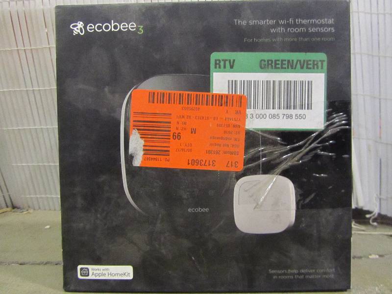 lot 78 image: Ecobee3 7-Day Smarter Wi-Fi Programmable Thermostat with Remote Sensor, HomeKit Enabled