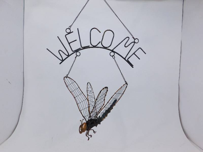 lot 42 image: New in The Box Dragonfly Hanging Iron Welcome Ornament