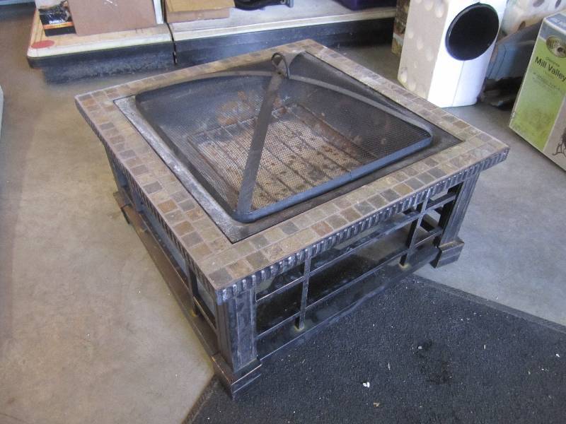 lot 26 image: Metal Patio Fire Pit with Tile Top ...
