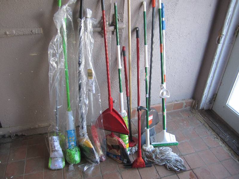 lot 66 image: Large Lot of Brooms Mops Etc. See P...