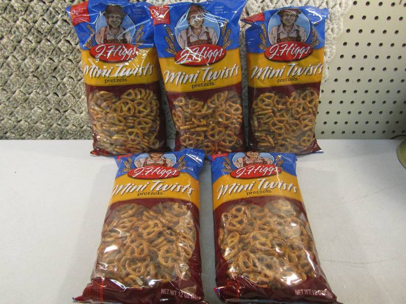 lot 128 image: Lot of 5 Bags Mini Twist Pretzels B...