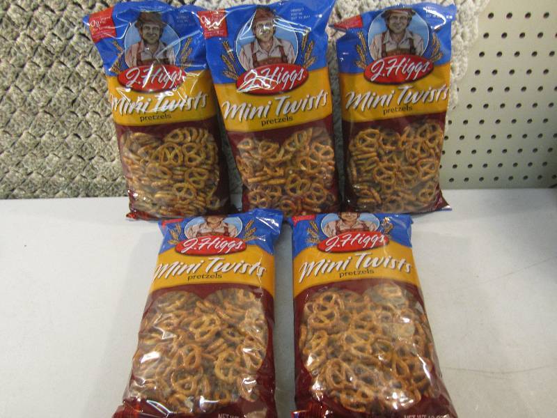 lot 130 image: Lot of 5 Bags Mini Twist Pretzels B...