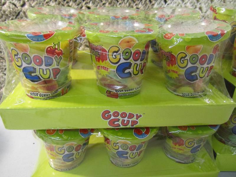 lot 132 image: Lot of 24 Cups Goody Cups Sour Gumm...