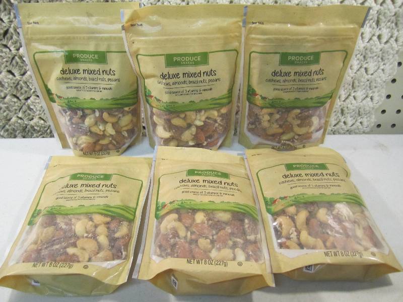 lot 166 image: Lot of 6 Bags Deluxe Mixed Nuts Cas...
