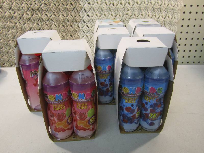 lot 205 image: Lot of 7 - 4 packs Mondo Fruit Sque...