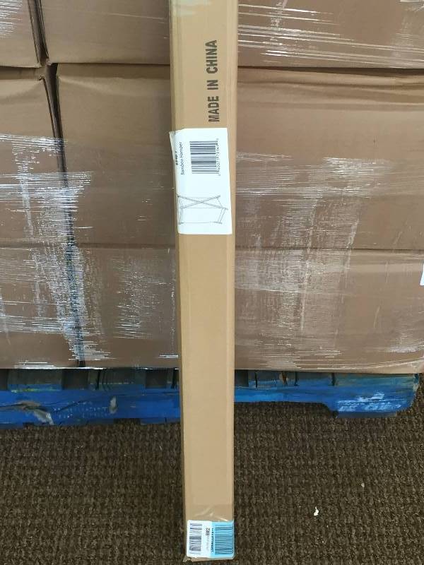 lot 87 image: In Box Household Essentials Collapsible Bamboo X-Frame Laundry Hamper  Bamboo Frame with Black Canvas Bag
