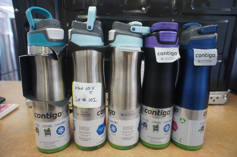 lot 100 image: LOT OF 5 - BRAND NEW -  Assorted Contigo Water Bottles