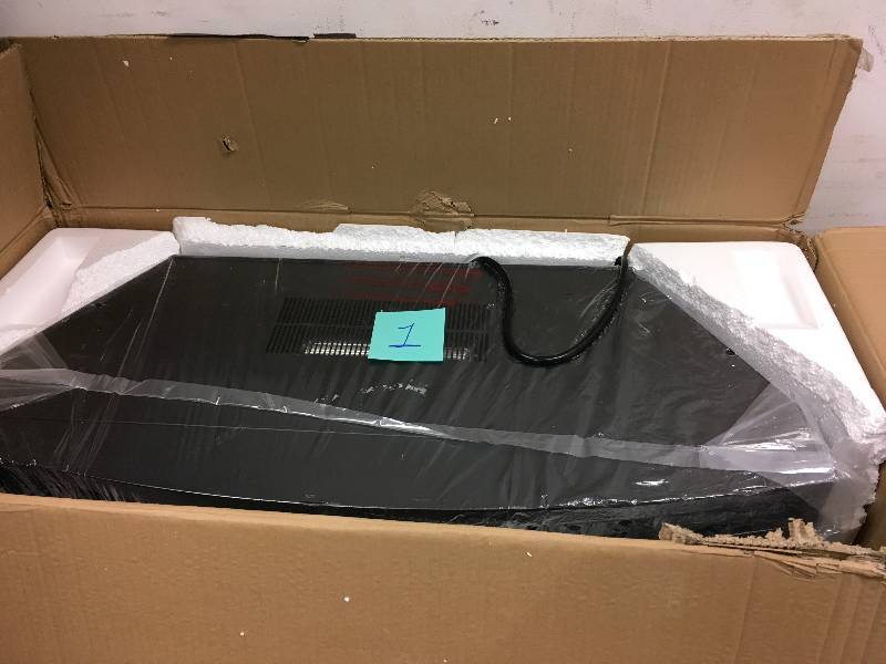 lot 1 image: AKDY FP0045 33 1500 Watt Freestanding Electric Fireplace Insert Heater with Curved Tempered Glass and Remote Control, Black open box never used