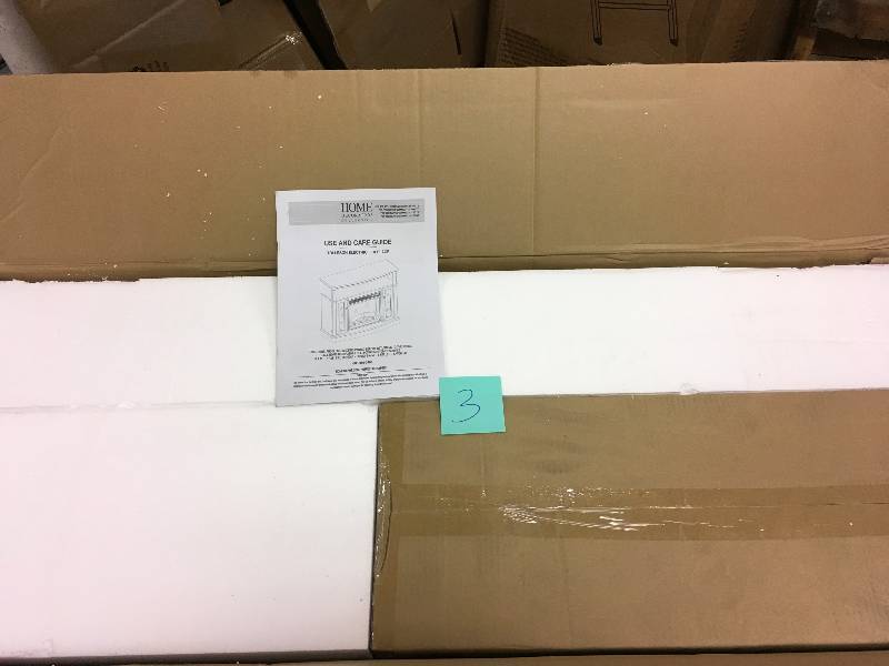 lot 3 image: Home Decorators Collection Tolleson 48 in. TV Stand Infrared Bow Front Electric Fireplace in Antique White open box never used