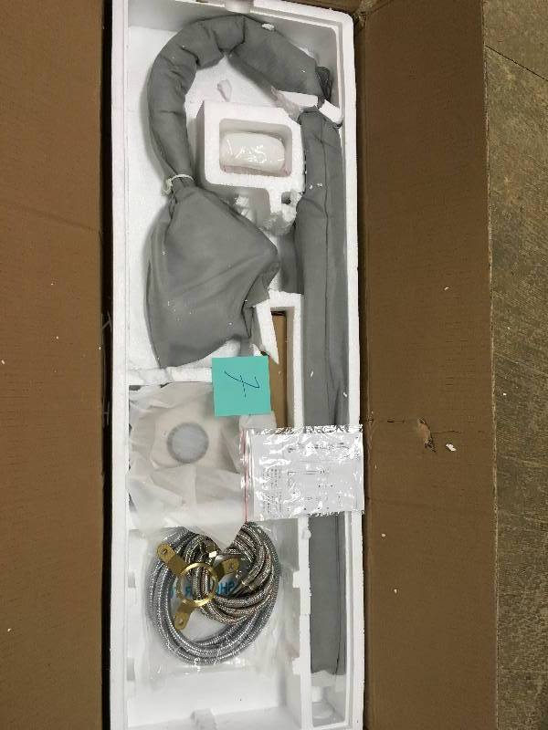 lot 7 image: AKDY 1-Handle Freestanding Floor Mount Roman Tub Faucet Bathtub Filler with Hand Shower in Chrome not used