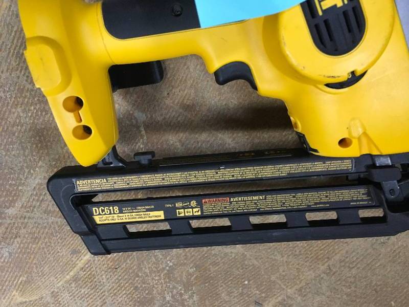 lot 16 image: DeWalt 18 Volt XRP NiCd Cordless 16-Gauge 20 Degree Angled Nailer - Tool Only in working conditiuons