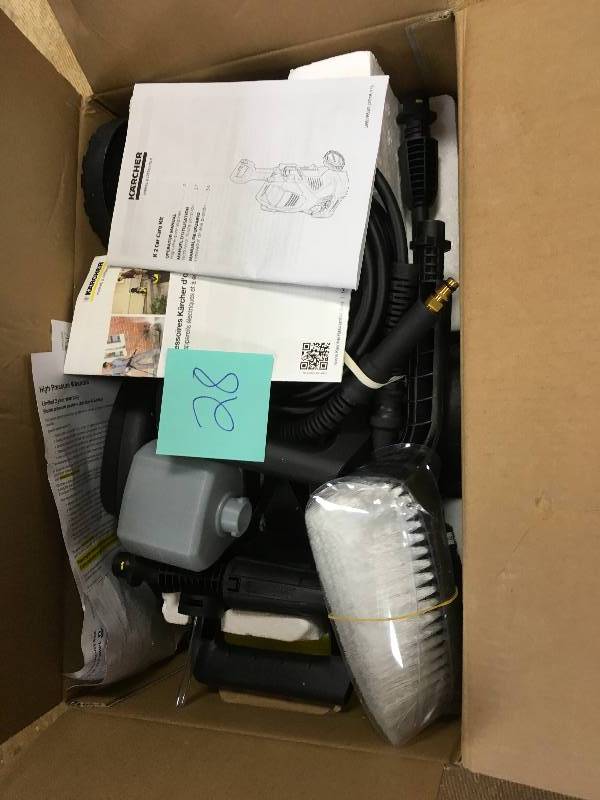 lot 28 image: Karcher K2 Car Care Kit 1600 PSI Electric Pressure Washer in working conditions