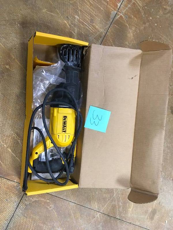 lot 33 image: DeWalt DWE305 12 Amp Variable Speed Reciprocating Saw in working conditions