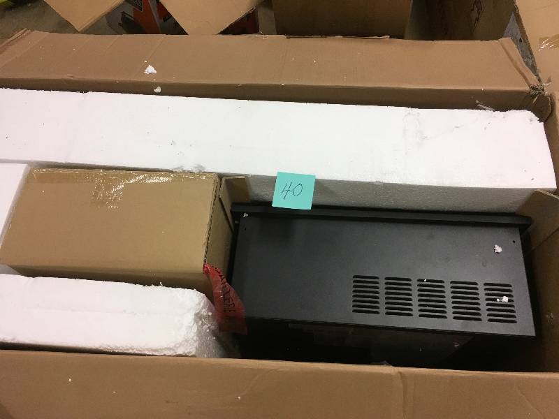 lot 40 image: Home Decorators Collection Avondale Grove 48 in. TV Stand Infrared Electric Fireplace in Aged White not used