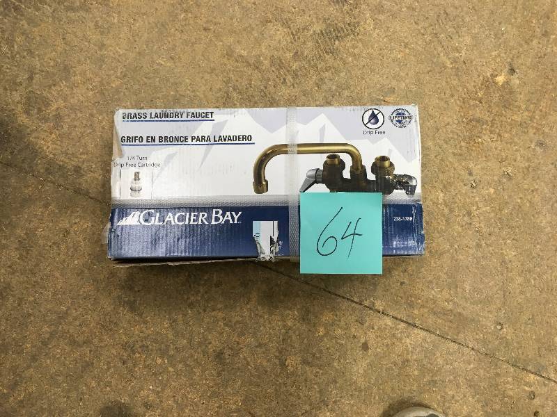 lot 64 image: Glacier Bay 2-Handle Laundry Faucet in Rough Brass not used