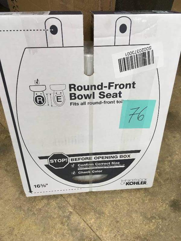 lot 76 image: Kohler Cachet Quiet Close Grip-Tight Round Front Toilet Seat not used