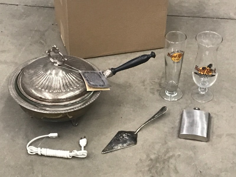 lot 54 image: Box Of Assorted Glassware & Silver ...