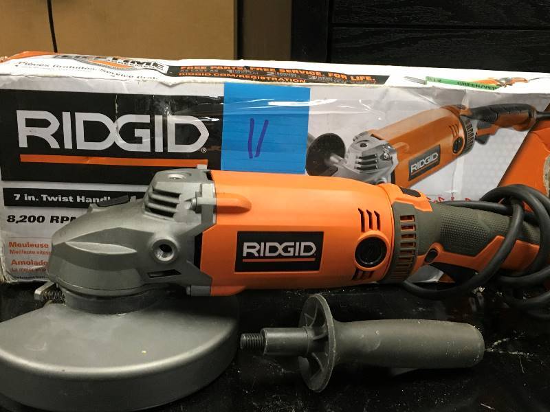 Ridgid 7 in. Twist Handle Angle Grinder used in good working condition