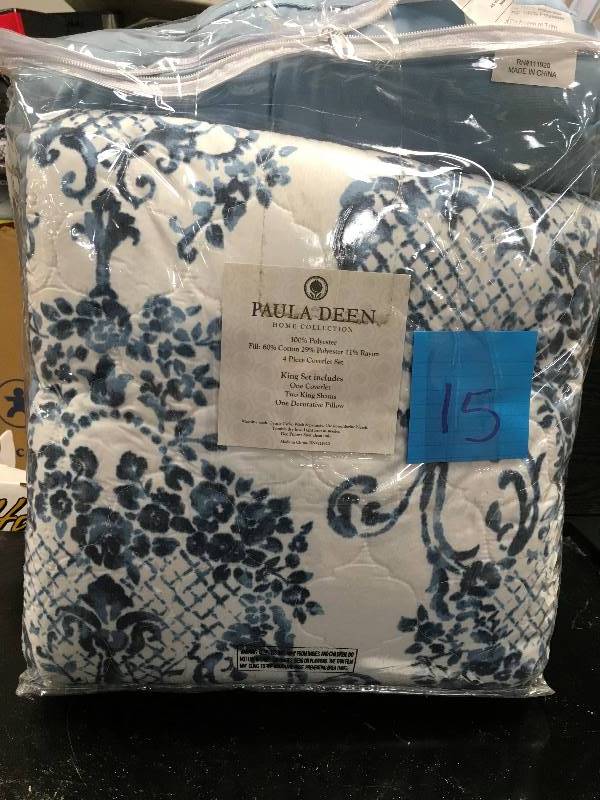 Paula Deen Home Collection 4 Piece Coverlet Set - King Size open package not used pillow a little dusty