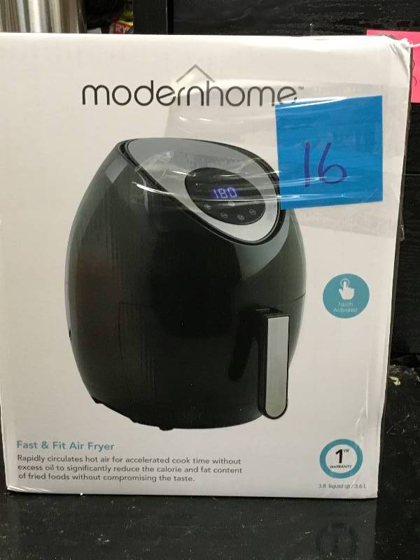 ModernHome Fast and Fit Digital Air Fryer, Black Stainless not used