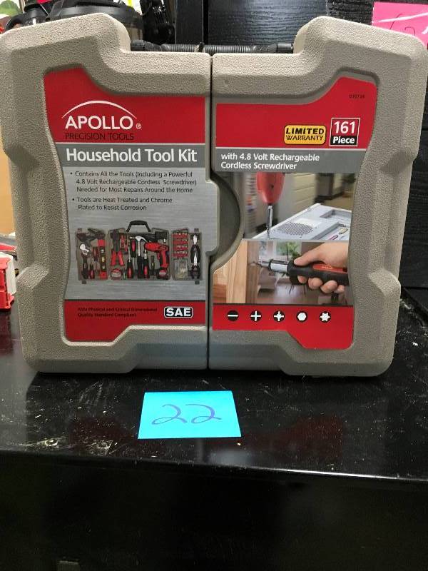 Apollo Tools 161 Piece Kit with 4.8 V Screwdriver new