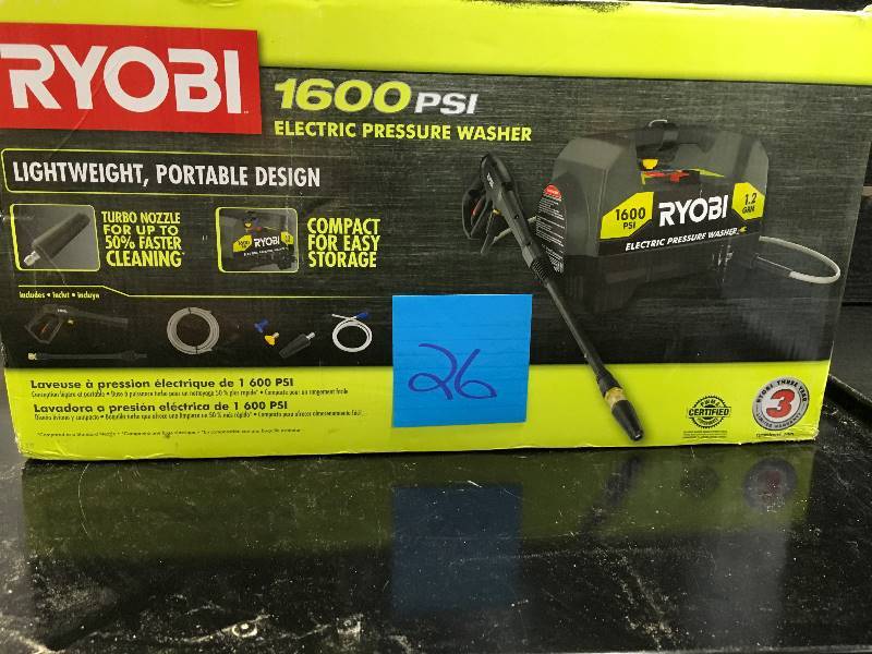 Ryobi 1,600 PSI 1.2 GPM Electric Pressure Washer box not used
