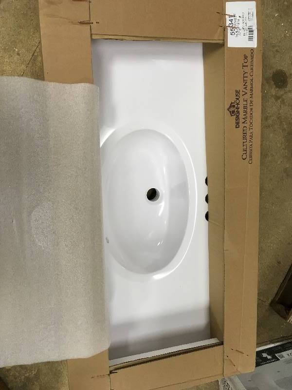 Design House 551341 Single Bowl Marble Vanity Top, 37 x 19 in. Solid White new
