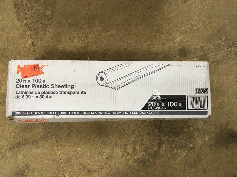 HDX 20 ft x 100 ft Clear 6 mil Plastic Sheeting new