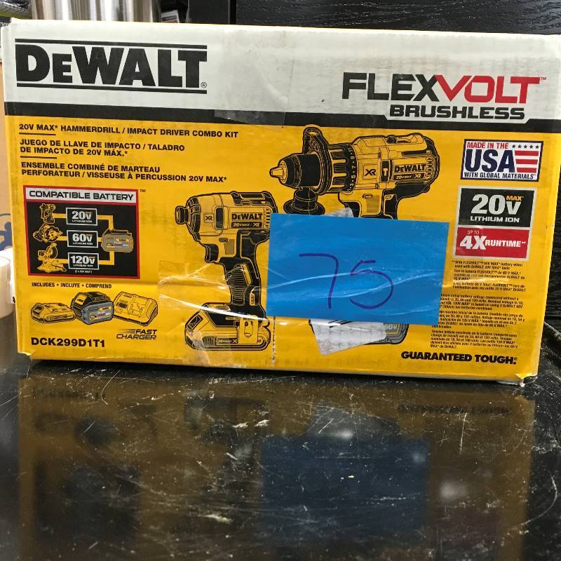 DeWalt FLEXVOLT  20 Volt MAX HammerdrillImpact Driver Combo Kit not used DCK299D1T1