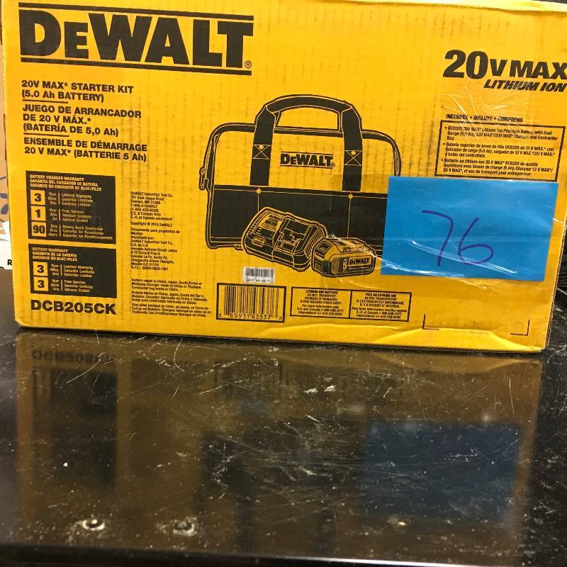 DeWalt 20 Volt MAX 5.0 Ah Lithium-Ion Battery Kit with Bag new