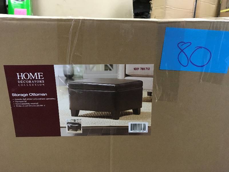 Home Decorators Collection Classic Faux Leather Storage Ottoman new