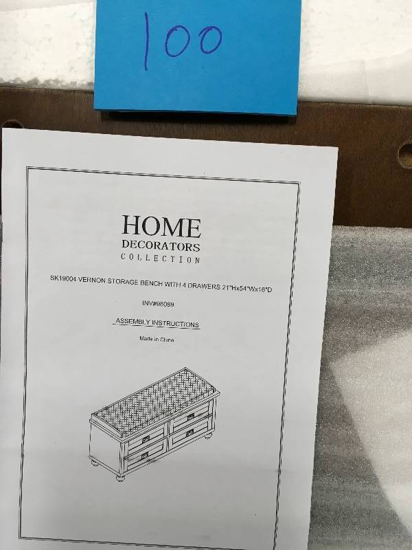 Home Decorators Collection Vernon Storage Bench with 4 Drawers not used