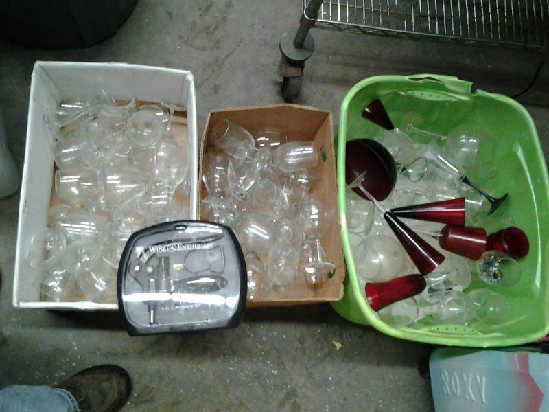 lot 3 image: 3-Boxes Of Assorted StemwareGobletsWine Glasses & Wine Bottle Opener Set