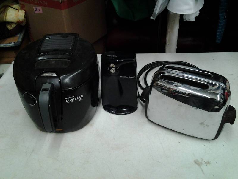 lot 9 image: Presto Cool Daddy Elite Fryer, Electric Can Opener, Toaster