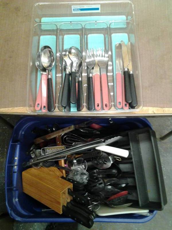lot 48 image: Box Lot Of Assorted Kitchen Utensils
