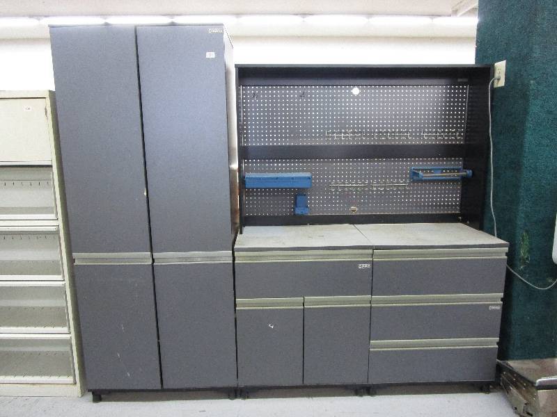 lot 131 image: Garage Workbench and Cabinet Combination