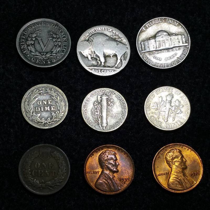 Type Dimes, Nickels, and Cents