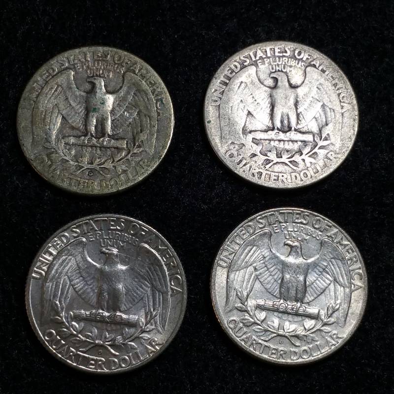 (4) Washington Silver Quarters