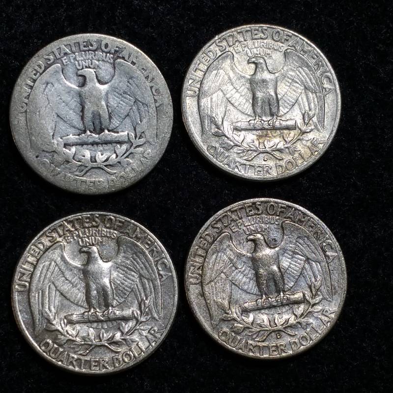 (4) Washington Silver Quarters