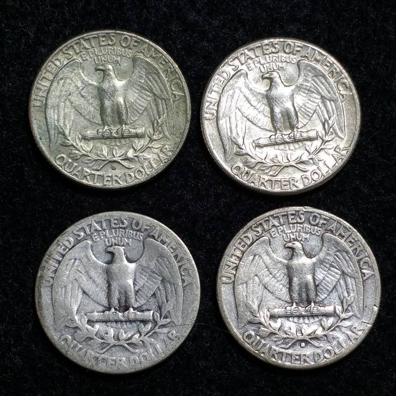 (4) Washington Silver Quarters