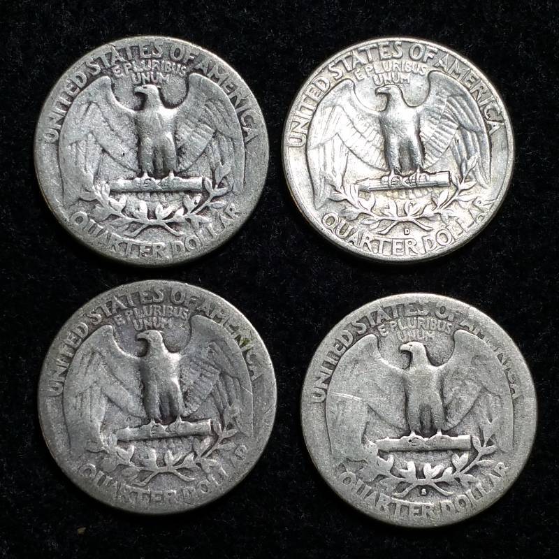 (4) Washington Silver Quarters