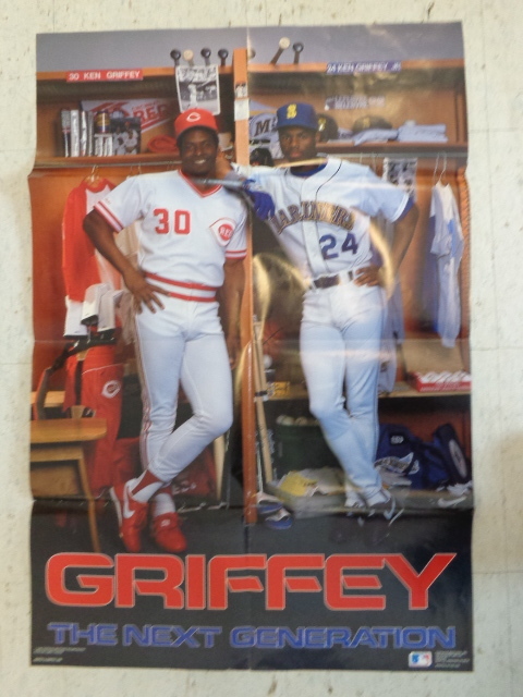lot 70 image: Poster of Ken Griffey and Ken Griffey Jr