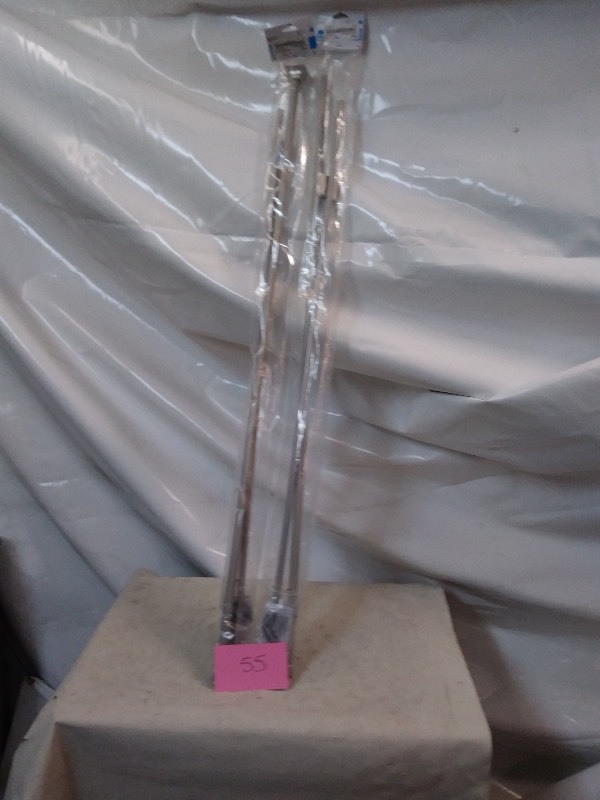 2x Curtain Rods, Silver Metal Finish,