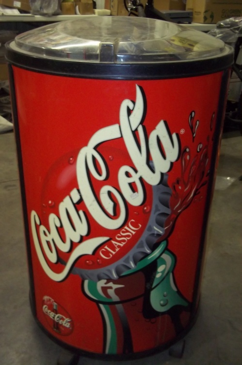 lot 95 image: Coca-Cola Display Cooler filled with gloves and hats