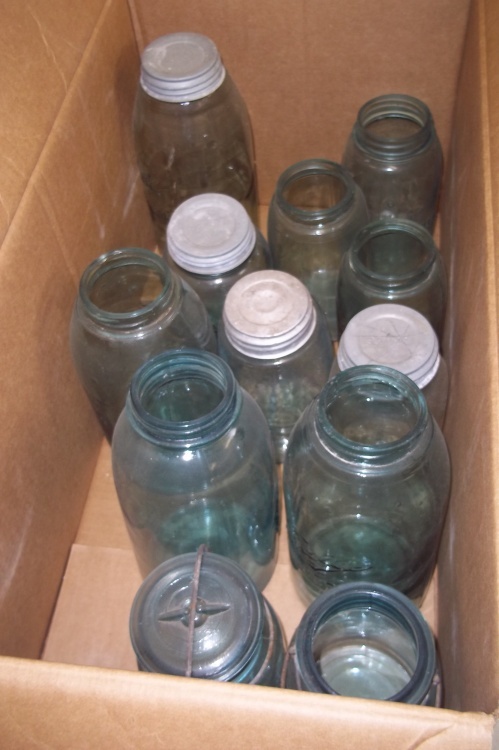 lot 169 image: Vintage mason jars and lids
