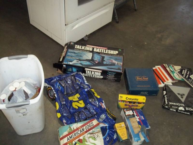 lot 245 image: Assorted Game Lot, Talking Battleship, Poker Chips, Tri-Ominos, Crayola Crayons