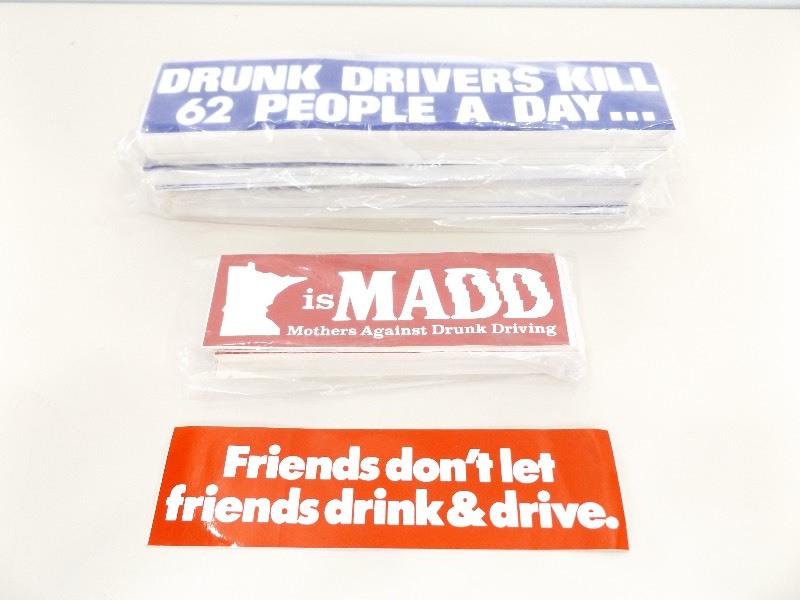 lot 33 image: Lot of MADD and Anti Drunk Driving Bumper Stickers